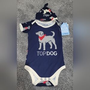 NWT Navy Bandana Labs Hartley Little Blue House Onesie Bodysuit with Hat 18-24 m